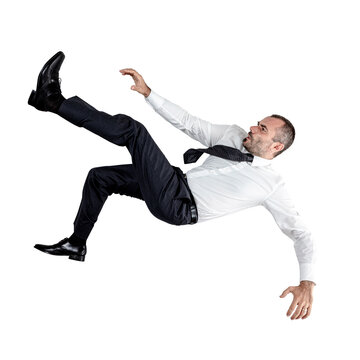 businessman falling down isolated