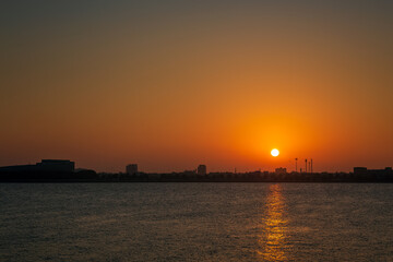 Wonderful sunrise view from Marjan island in Dammam Corniche -Saudi Arabia.