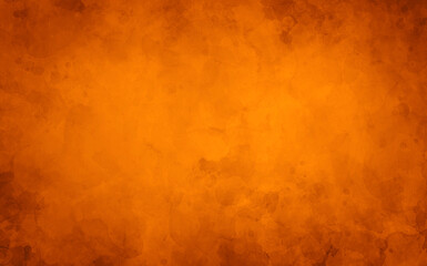 Orange autumn background, old watercolor paper texture, painted marbled vintage grunge illustration for halloween and fall