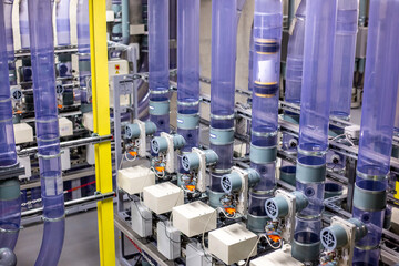 Pipeline mail logistics center, distribution center of a tube post, logistics concept