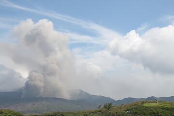 Beautiful landscape at Mt. Aso (Active Volcano), Kumamoto, Kyushu, Japan, Asia