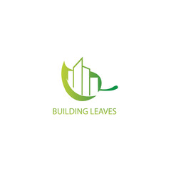 creative logo building leaves vector illustration color design template