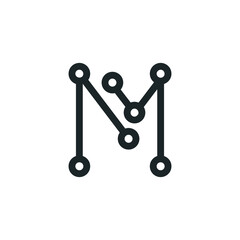 Technology letter m logo or icon. Stock vector illustration. Letter M.