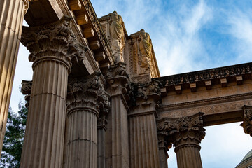 Big stone walls and foundation from the Palace of Fine Arts in San Francisco, California