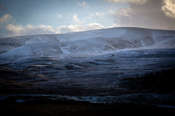 Cairngorms National Park landscape of the icy and snowy hills