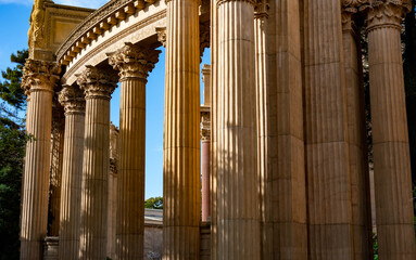 Big stone walls and foundation from the Palace of Fine Arts in San Francisco, California