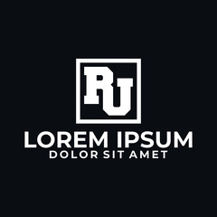 Initial letter RU or RJ logo template with bold sporty illustration in flat design monogram symbol