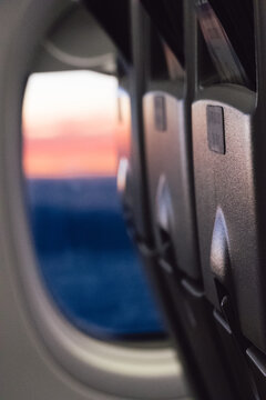 View through frozen airplane window