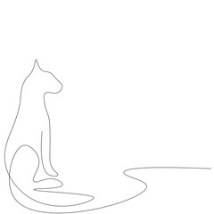 Cat cute animal line drawing. Vector illustration