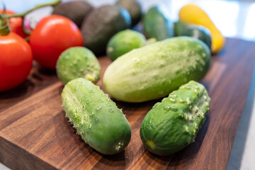 vegetables on butcher block cutting board