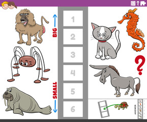 educational game with big and small animals for children