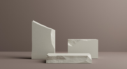 minimal cosmetics rectangle stand in pastel background,3d rendering design