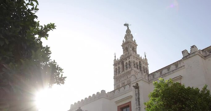 view of the tower of the cathedral of seville, giralda