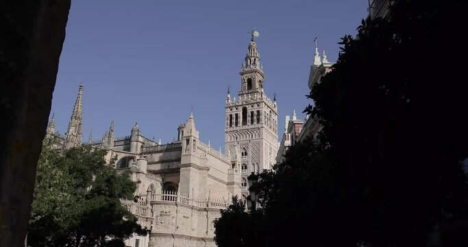 view of the tower of the cathedral of seville, giralda