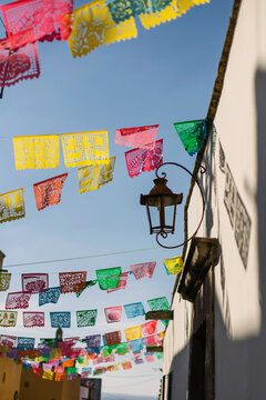 Street Lamp with Flags San Miguel de Allende, Mexico