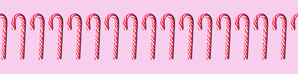 Ribbon Seamless Pattern Red and White Christmas Candy Staves