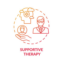 Supportive therapy concept icon. Physiological well-being improvement idea thin line illustration. Doctor-patient encounter. Life stress management. Vector isolated outline RGB color drawing