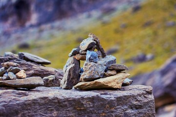 pile of stones in the mountains