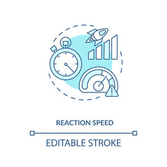 Reaction speed concept icon. Cognitive process idea thin line illustration. Stimulating, boosting effect. Mental chronometry. Vector isolated outline RGB color drawing. Editable stroke
