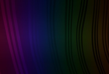 Dark Multicolor vector backdrop with curved lines.