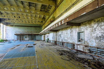 Abandoned school gym in ghost town Pripyat Chornobyl Zone