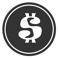 Coin with a dollar symbol on a white background. Vector flooded icon. Set of business icons.