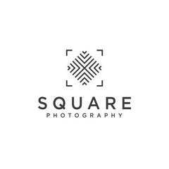 Square Photography Simple Geometric Logo with Camera Focus Symbol