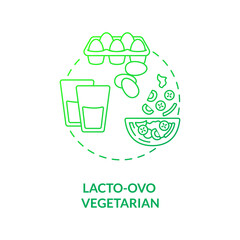 Lacto ovo vegetarian concept icon. Lactose and vegetables eating plan. Healthy meals. Types of vegetarian diets idea thin line illustration. Vector isolated outline RGB color drawing