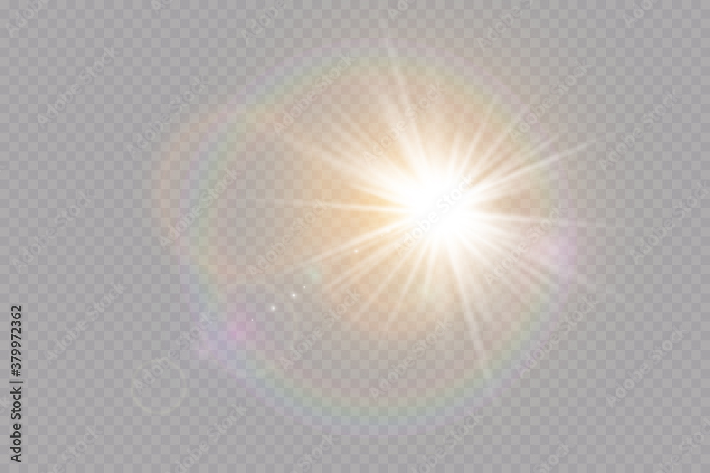 Wall mural   Vector transparent sunlight special lens flare light effect. Explosion sun.Glow light effect. Vector illustration.