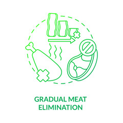 Gradual meat elimination concept icon. No meat in daily ration. Healthy foods ideas. Becoming a vegetarian tips idea thin line illustration. Vector isolated outline RGB color drawing