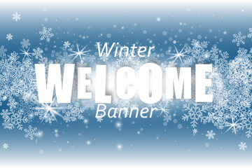 Winter welcome banner. Vector snowfall. New year traditional poster