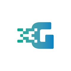 G Letter Pixel Media Technology Logo Design Template