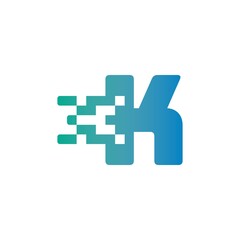Fototapeta premium K Letter Pixel Media Technology Logo Design Template