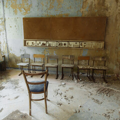 Abandoned school of ghost town Pripyat Chornobyl Zone