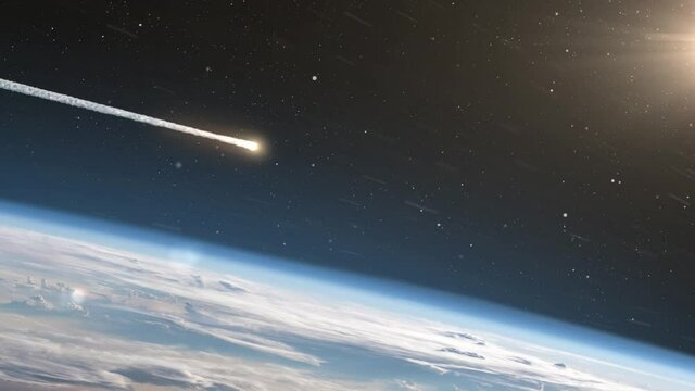 
Asteroid Meteor Above Clouds and atmosphere Earth
Meteor burning on fire while entering earth blue atmosphere
