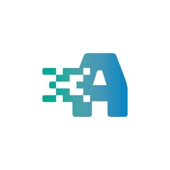 Obraz premium A Letter Pixel Media Technology Logo Design Template