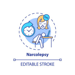 Narcolepsy concept icon. Sleep disorder symptom. Chronic clinical condition. Hypersomnia treatment idea thin line illustration. Vector isolated outline RGB color drawing. Editable stroke