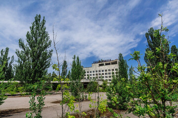 Abandoned buildings of ghost town Pripyat Chornobyl Zone