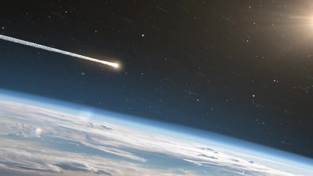 Asteroid Meteor Above Clouds and atmosphere Earth
Meteor burning on fire while entering earth blue atmosphere

