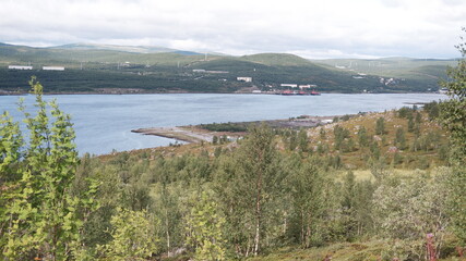 Northern tundra forest view from the hills in Kola peninsula
