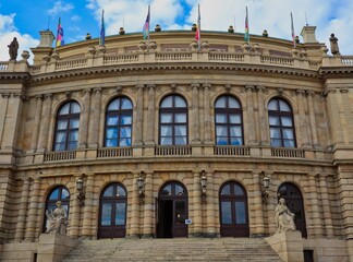 Fototapeta na wymiar The Rudolfinum is a Building in Prague, Czech Republic. It is Designed in the Neo-Renaissance Style and is situated on Jan Palach Square.