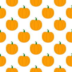 Orange pumpkin on a white background seamless pattern