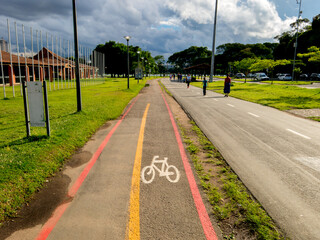 Bike Lane signs on streets ground