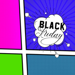 Black friday, comic style bubbles banners.