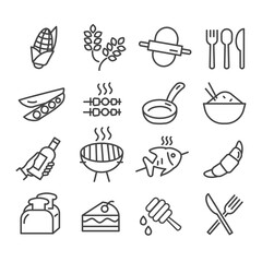 Set of food icon. Restaurant or cooking isolated  concept. Modern outline on white background
