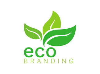 Green eco organic leaf logo flat design nature vector isolated on white background