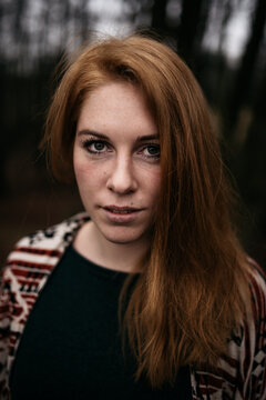A winter portrait of woman with red hair