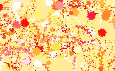 Light Red, Yellow vector doodle template with flowers, roses.