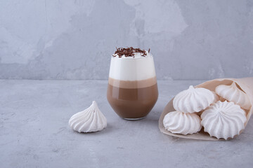cappuccino with chocolate and meringue
