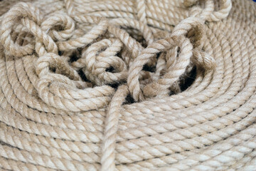 Skein of long linen rope